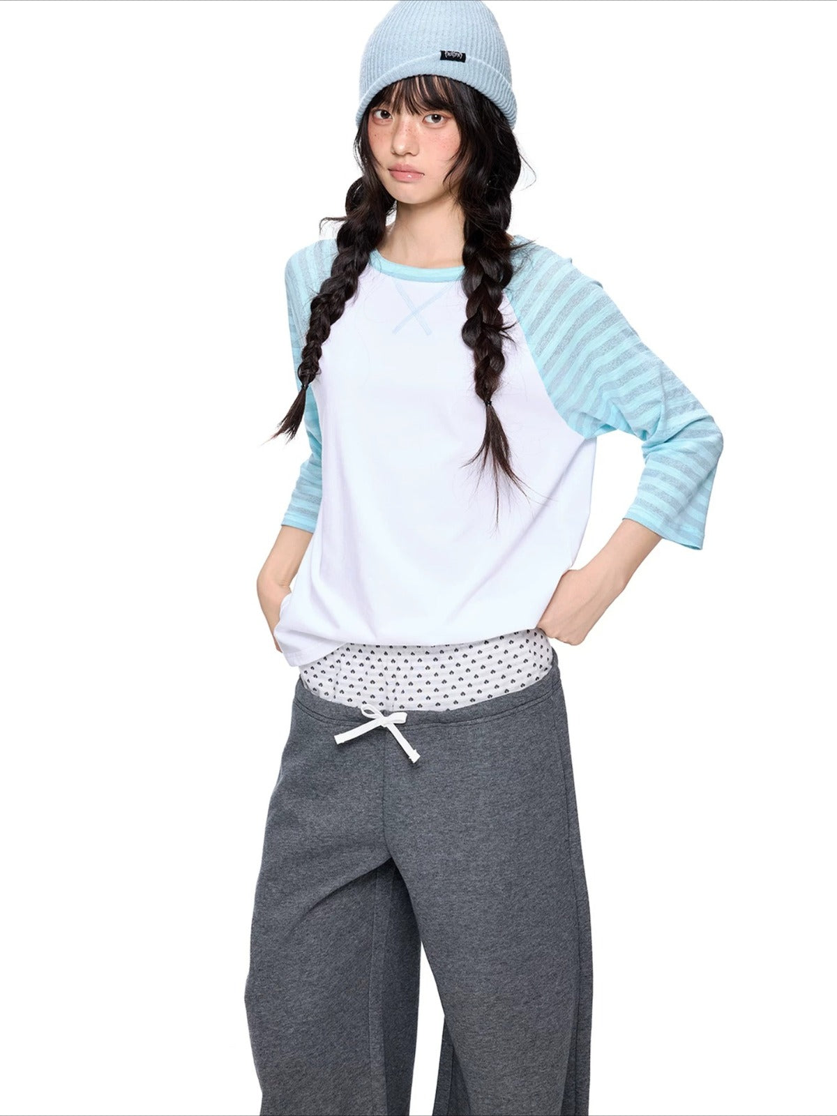 Contrast Stripe Dot Tee