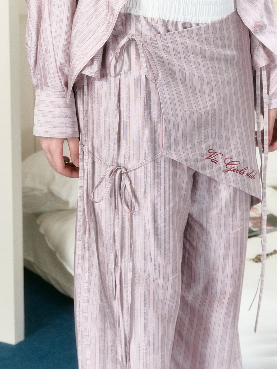 Deep Pink & Light Pink Striped Ruched Shirt