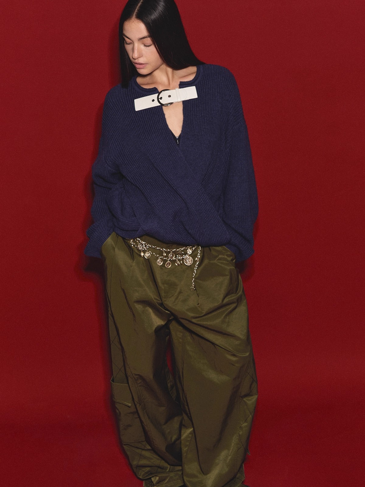 Quilted-Detail Utility Parachute Pants