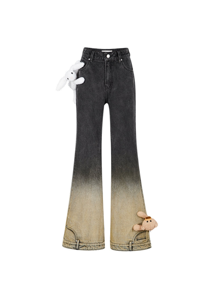 Blue & Black Gradient Flared Jeans