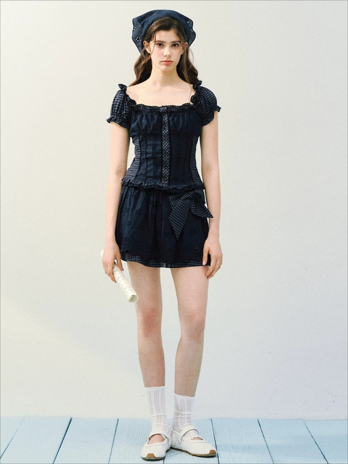 Embroidered Plaid Set