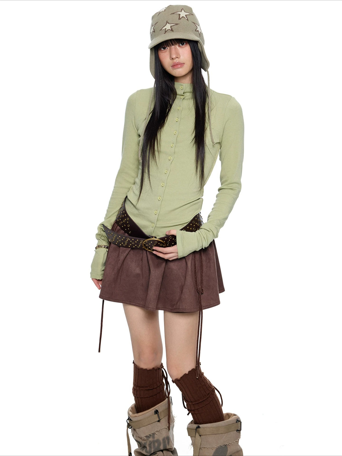 Slim Pleated Long Sleeve Top