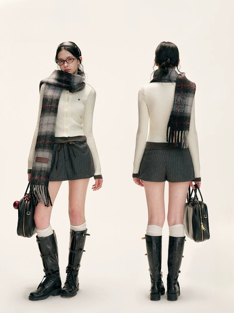 Contrast Knit Mock-Layer Top