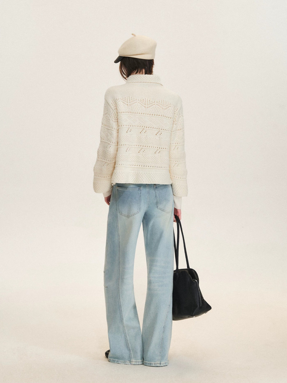 Handcrafted Wool Crochet Collar Cardigan