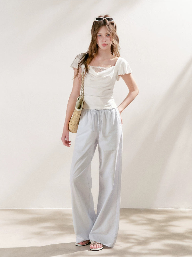 Lace Drape Neck Tee