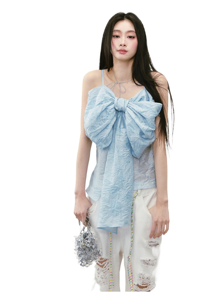 Large Bow Pleated Lightweight Cami Vest