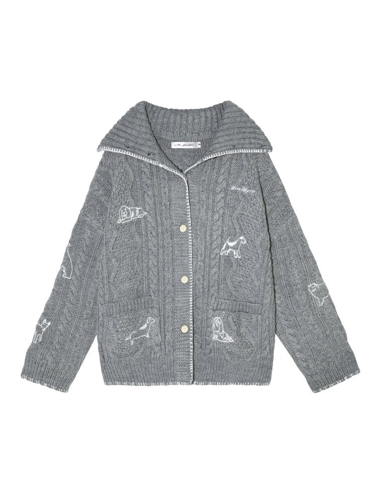 Embroidered Cable Knit Jacket
