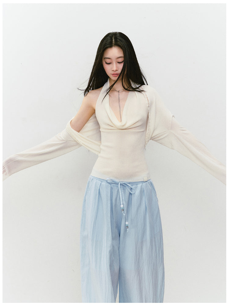 Heavy-duty Knitted Draped Neck Tank Top Set