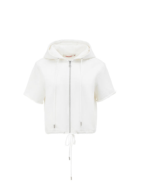 Black & White Cat-ear Short-sleeve Hoodie