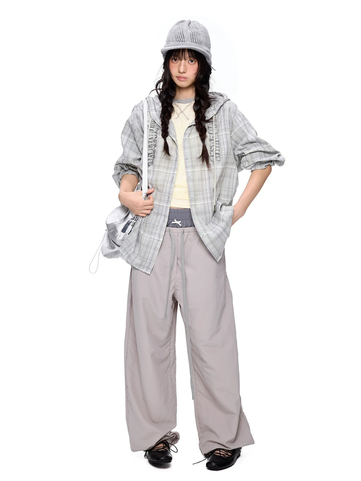Vintage Plaid Hooded Oversized Shirt