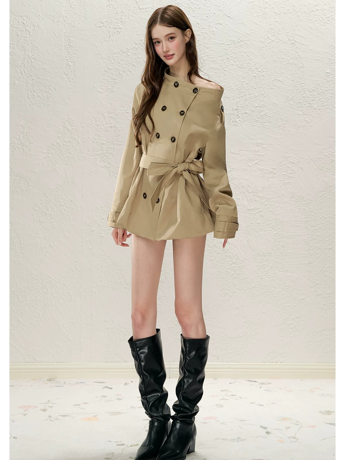 Convertible Off-Shoulder Trench