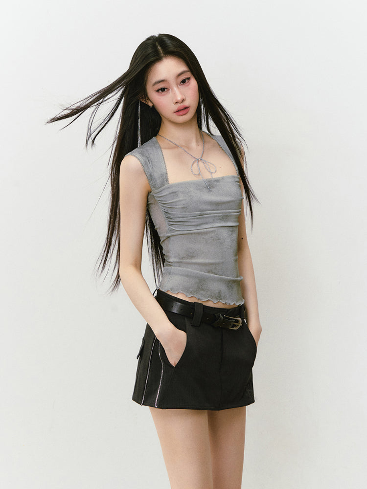 Casual Pencil Skirt with Double - Side Zippers