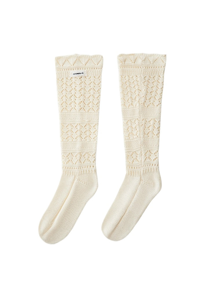 Wool Blend Crochet Mid-Calf Socks