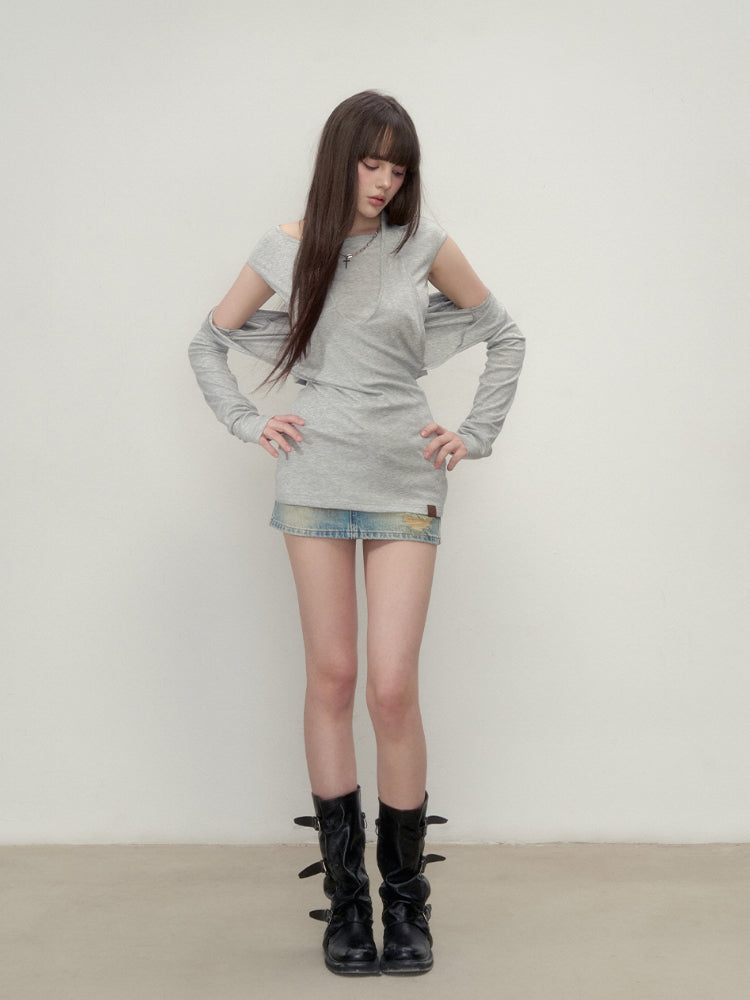Layered Short Sleeve Pullover Top
