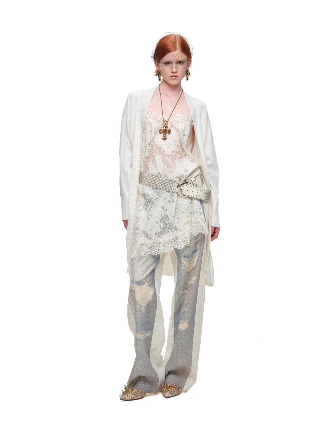 Burnout Sheer Long Cardigan