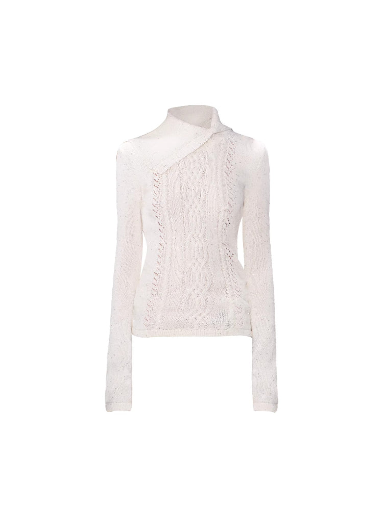 Shimmer Knit Collar Sweater