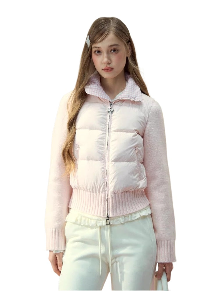 Powder Pink Knit Down Jacket