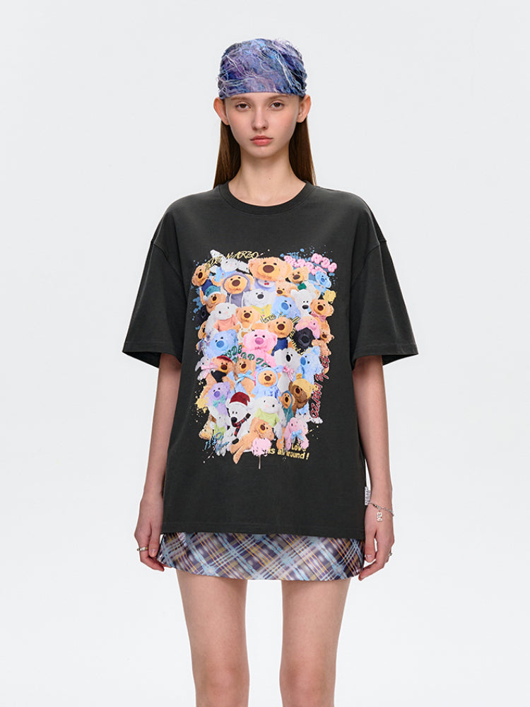 Doll Collection Illustration Cotton T-Shirt