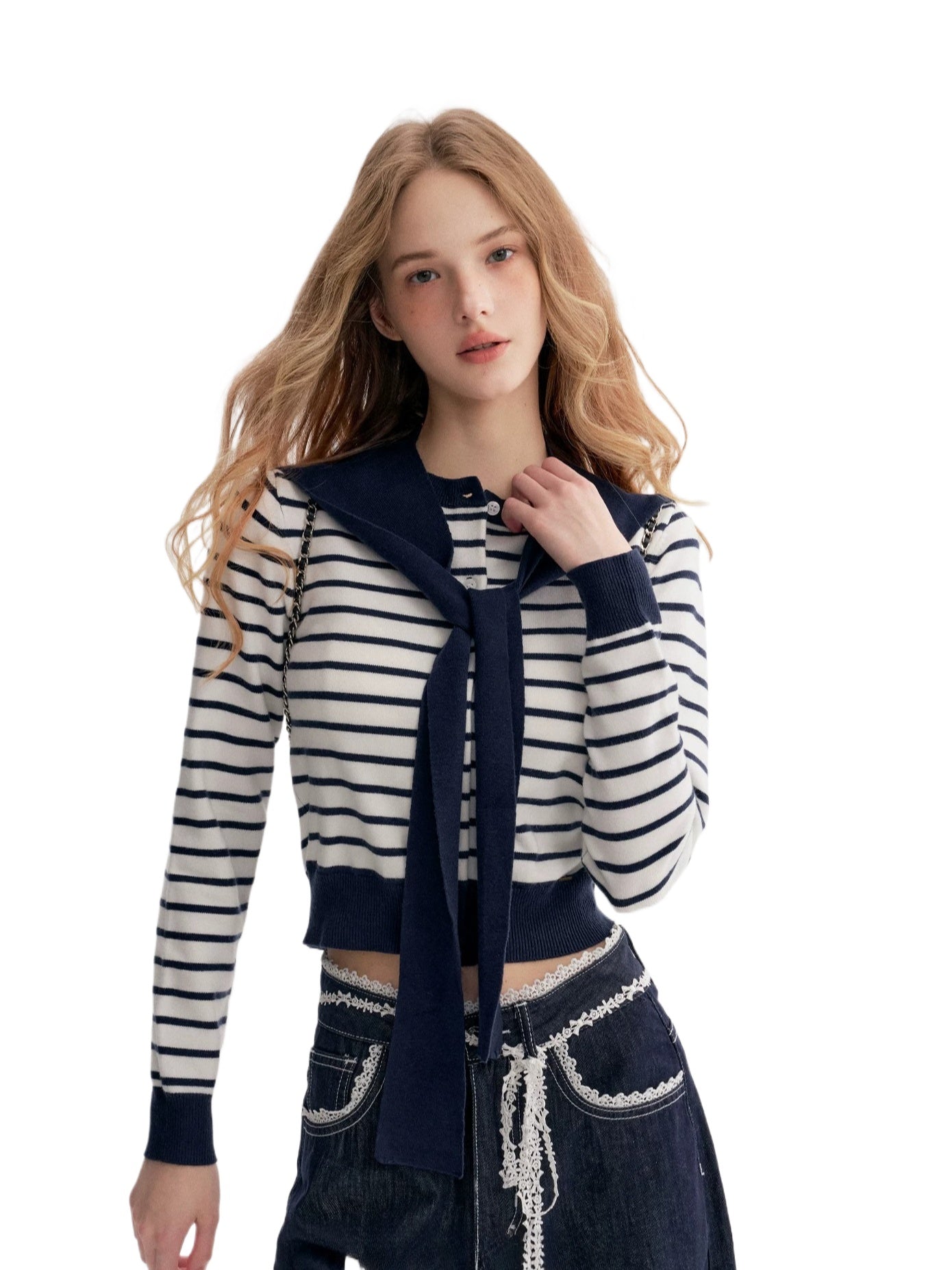 Striped Knit Cape Set