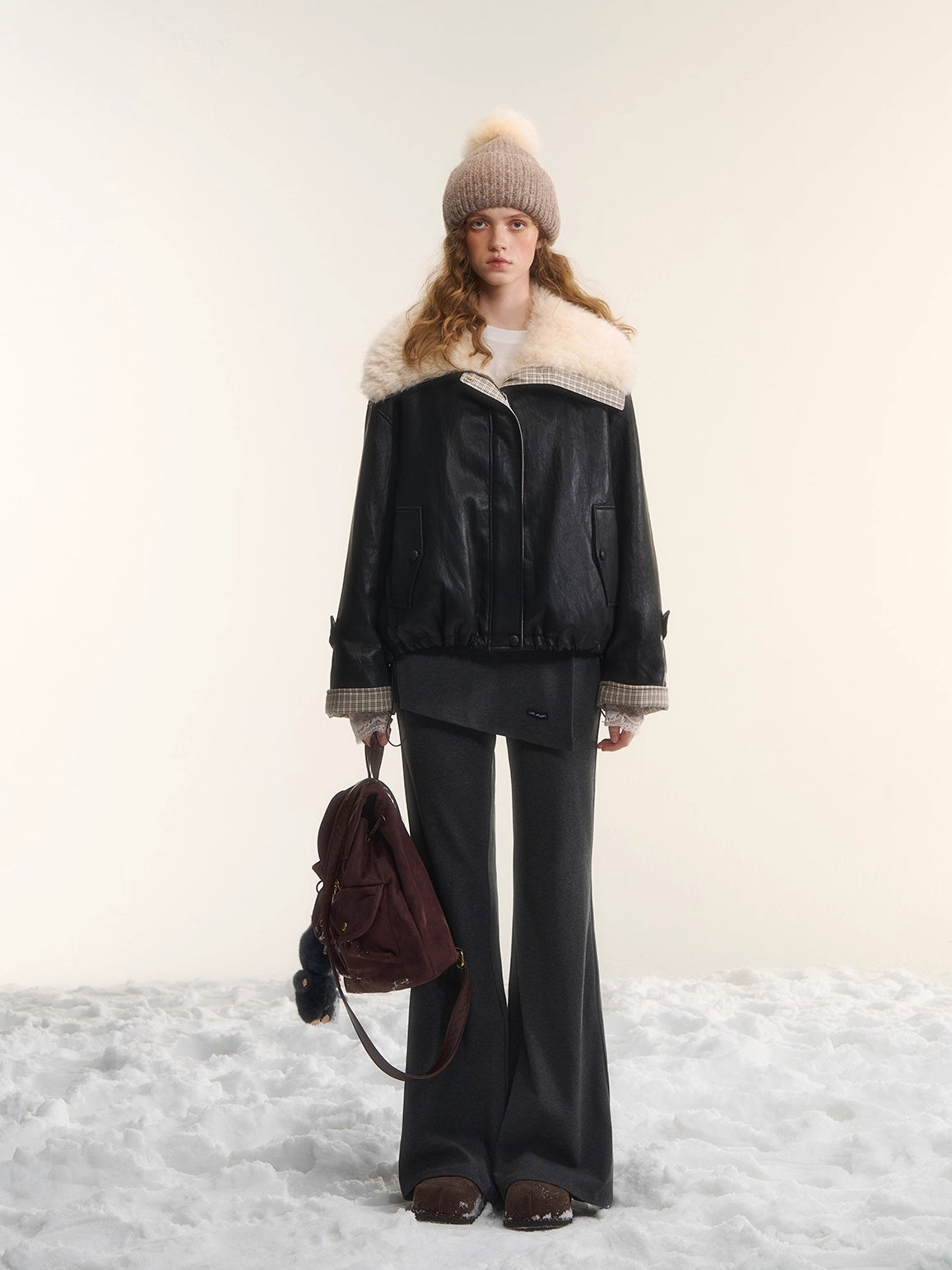 Mock Two-Piece Knit Flare Pants