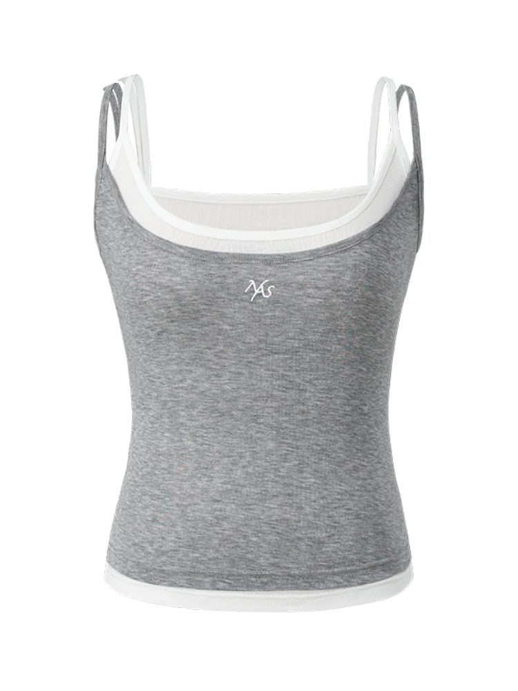 Fake Two-Piece Color-Block Splicing Vest