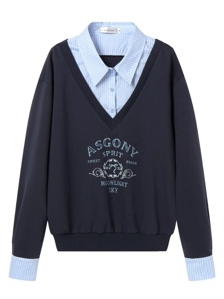 Yellow & Navy Collegiate Butterfly Sweatshirt & Skirt Set