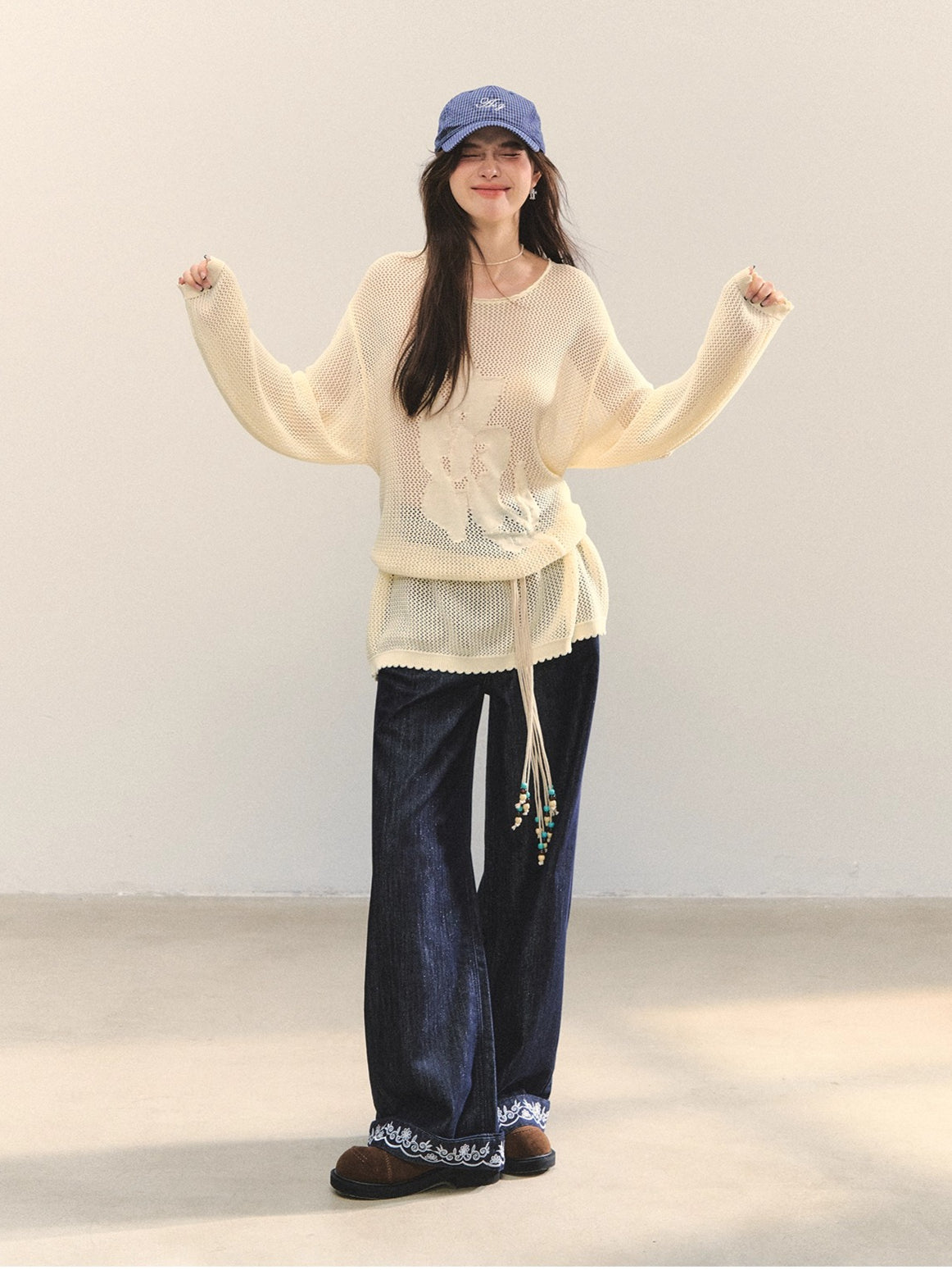 Flower Jacquard Loose Knitted Top