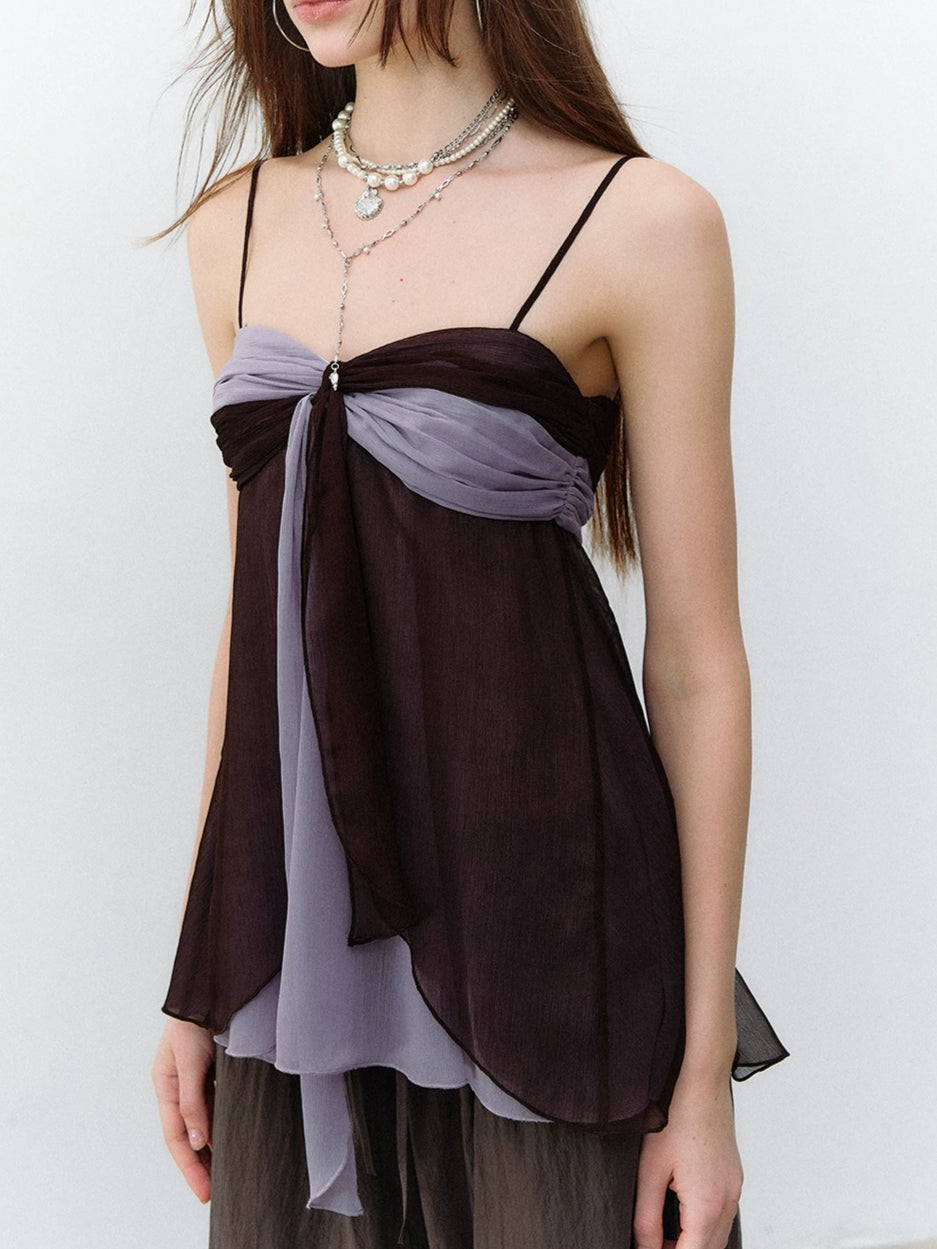 Apricot & Purple Catcher Chiffon Top