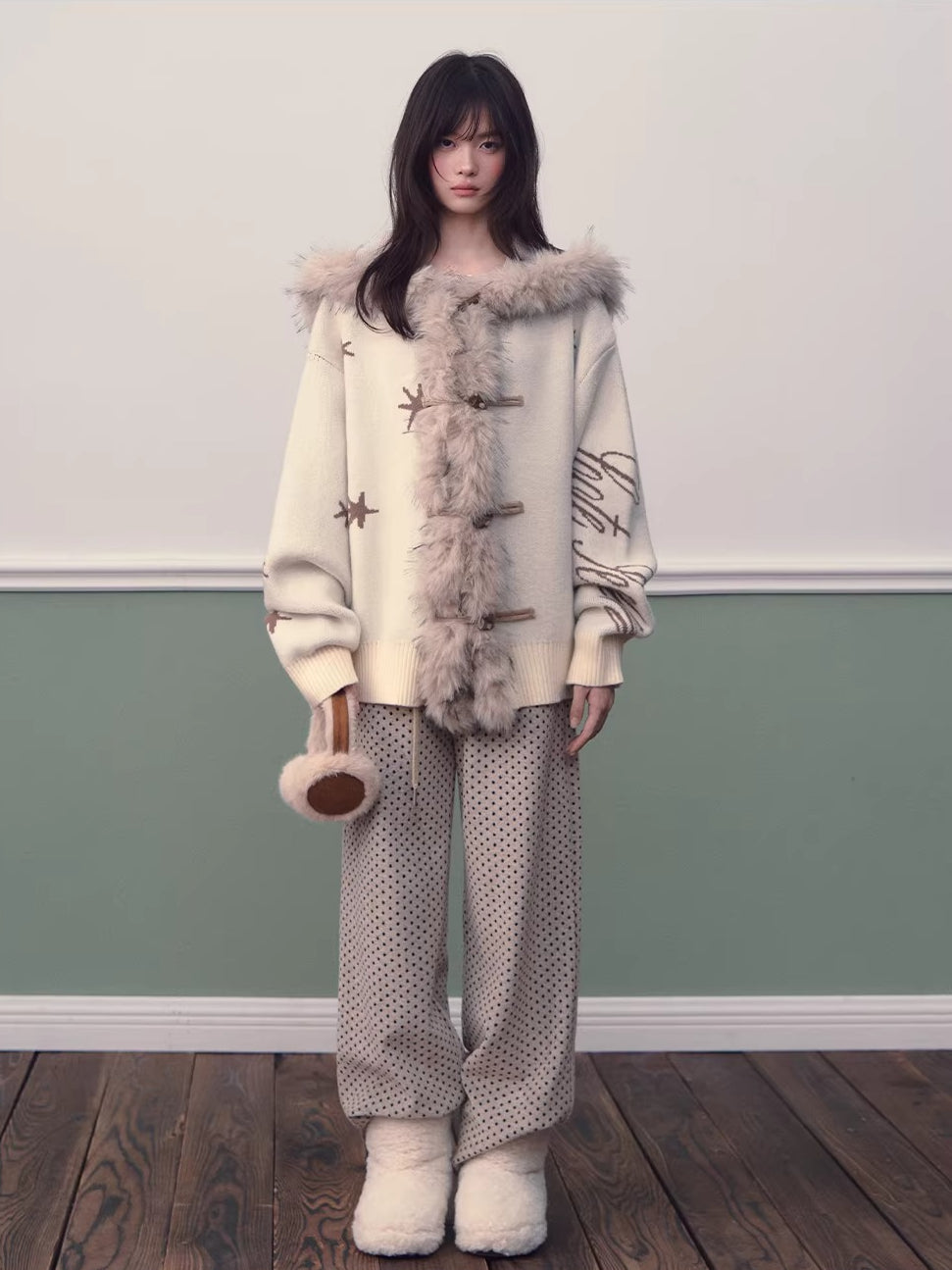 Hooded Toggle Knit Jacket