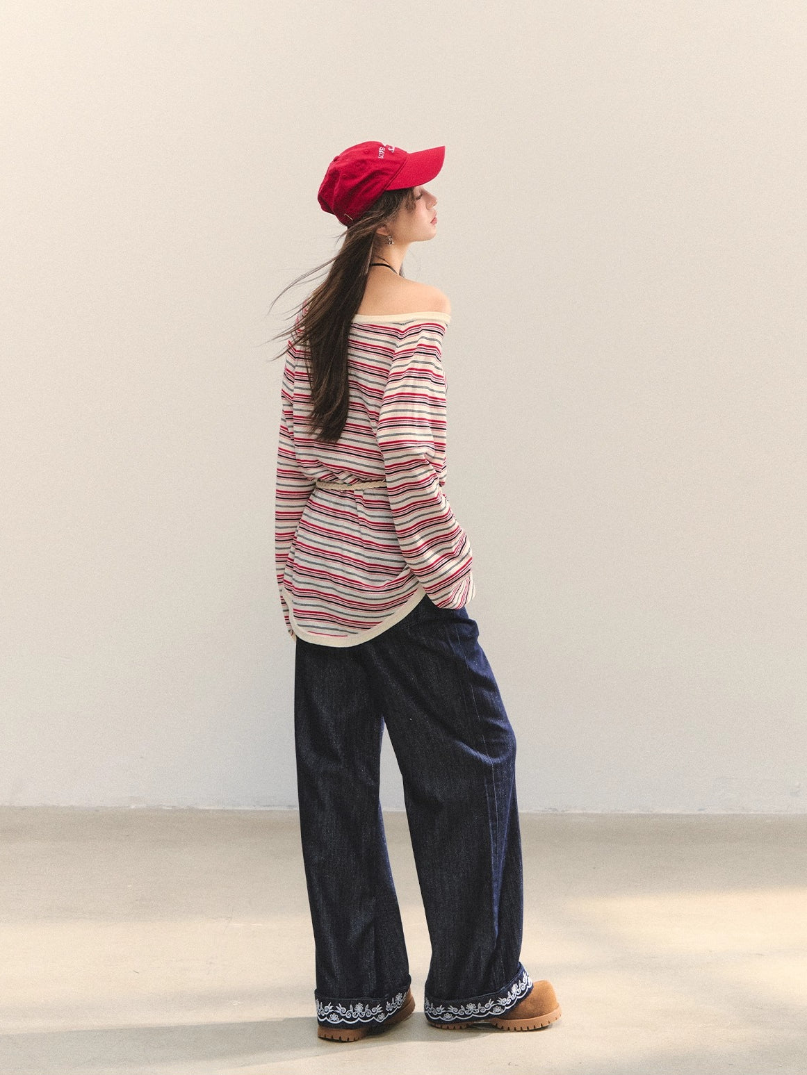 Striped Knit Oversized Casual Pullover