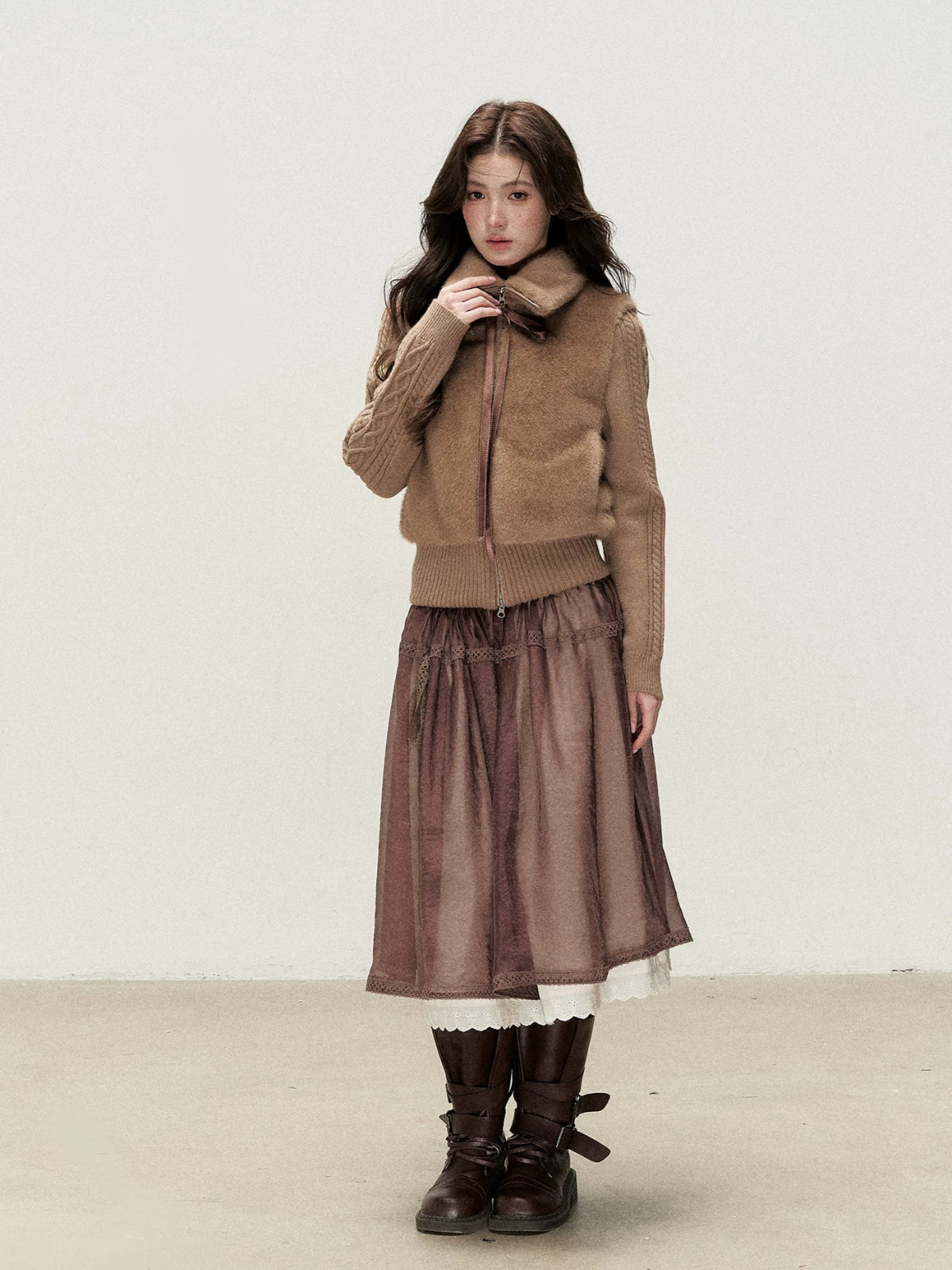 Oversized Collar Faux Fur Jacket
