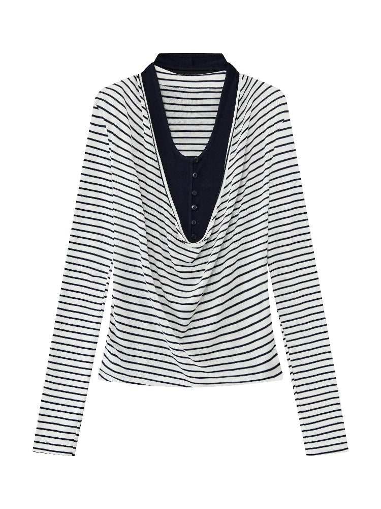 Layered Stripe Drape Top