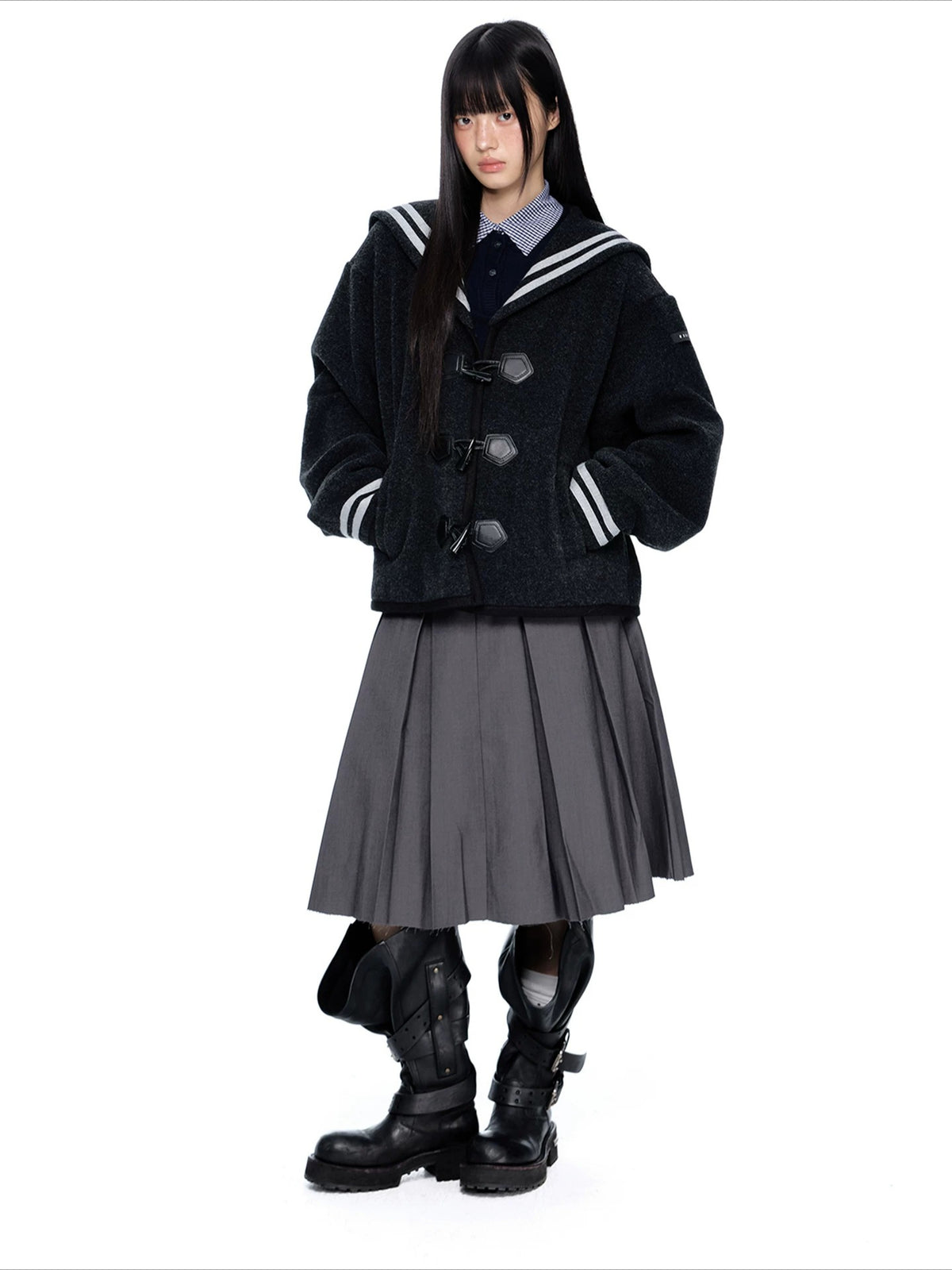 Navy Collar Toggle Jacket