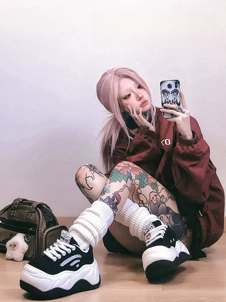 Black Wave Platform Sneakers