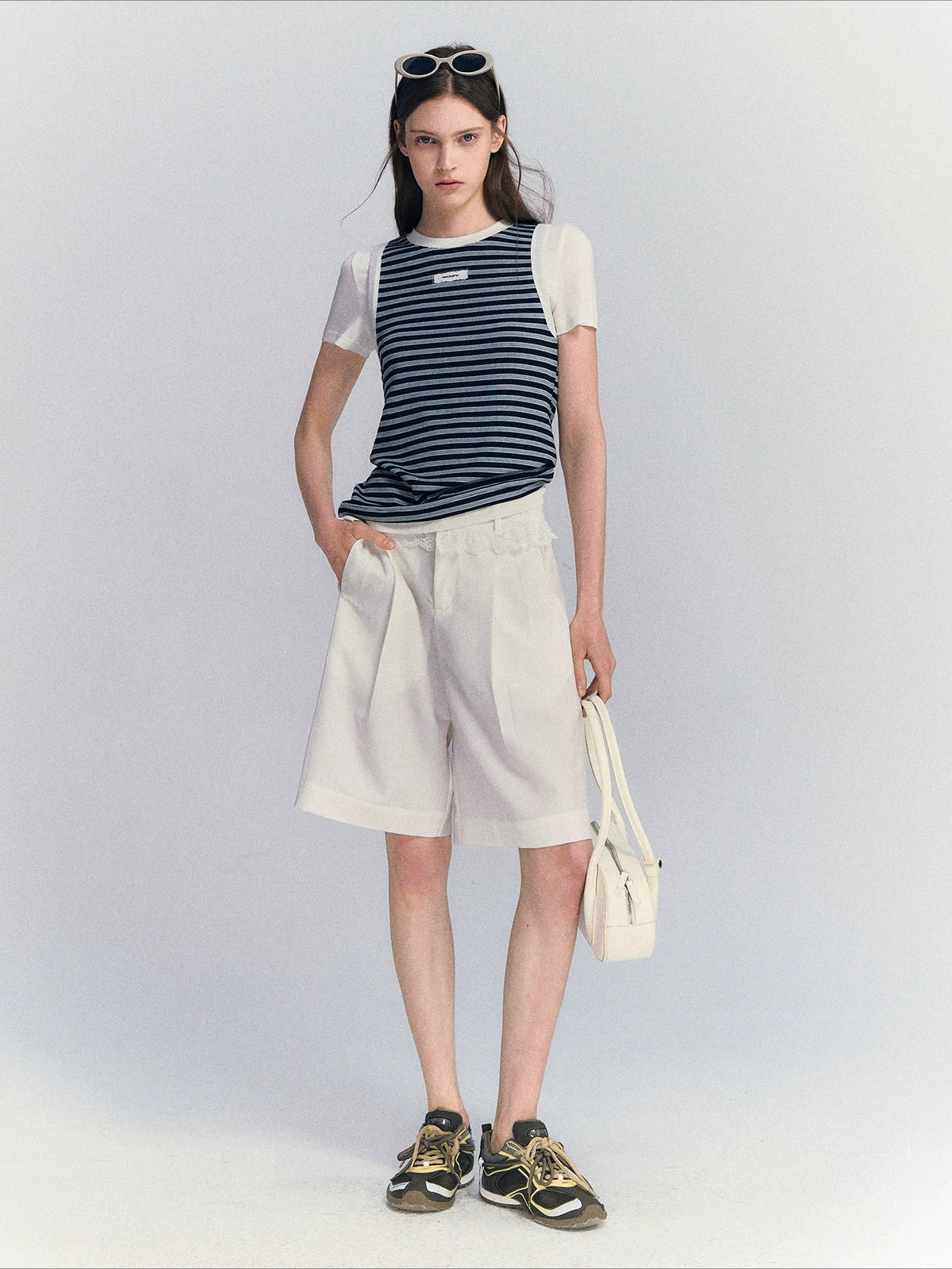 Lace Waist Bermuda Shorts