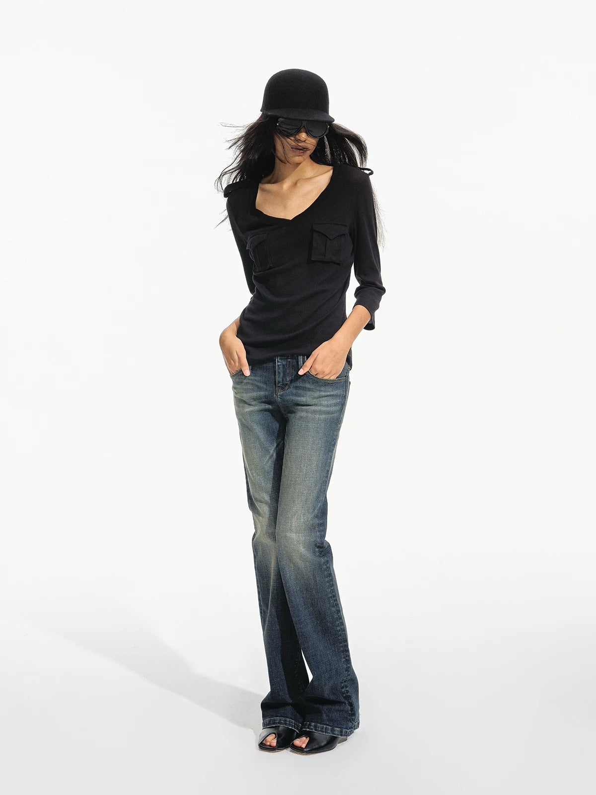 Low Rise Flare Jeans