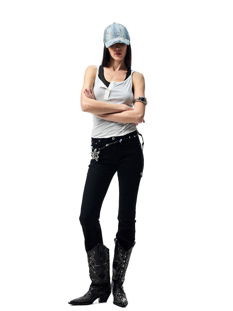 Double-layer Fake Two-piece Color-Blocking Vest