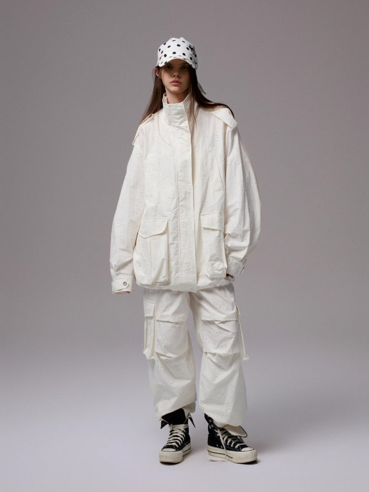 Jacquard Embroidered Multi-pocket Cargo Pants