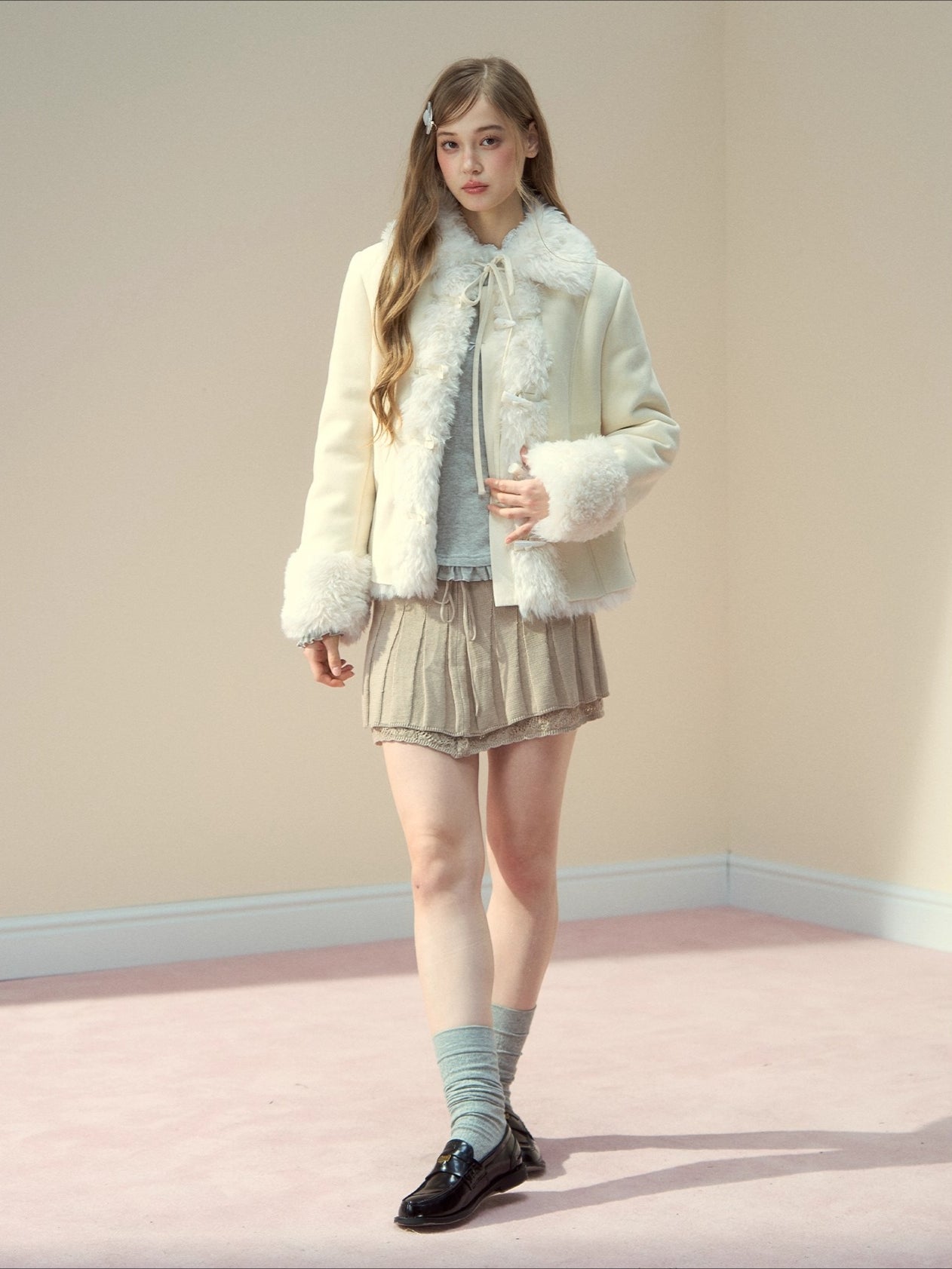 Suede Fleece Toggle Coat