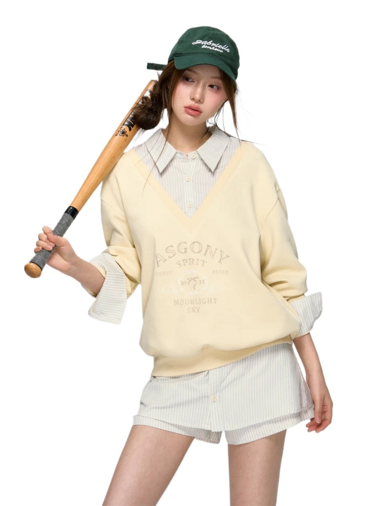 Yellow & Navy Collegiate Butterfly Sweatshirt & Skirt Set