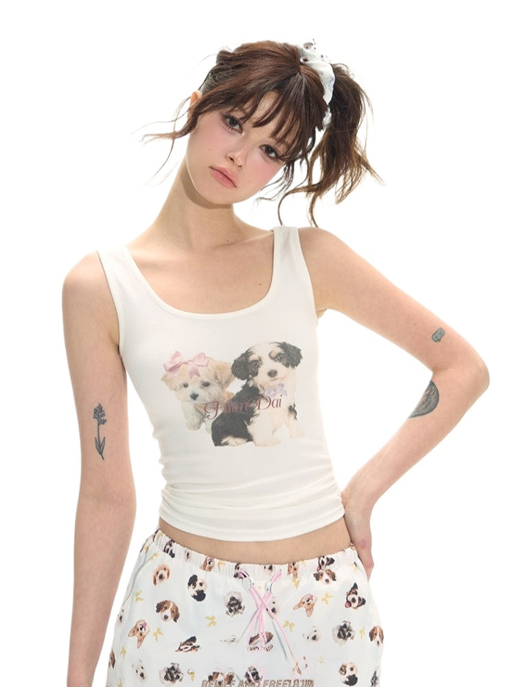 White Sweet-Spicy U-Neck Slim Tank