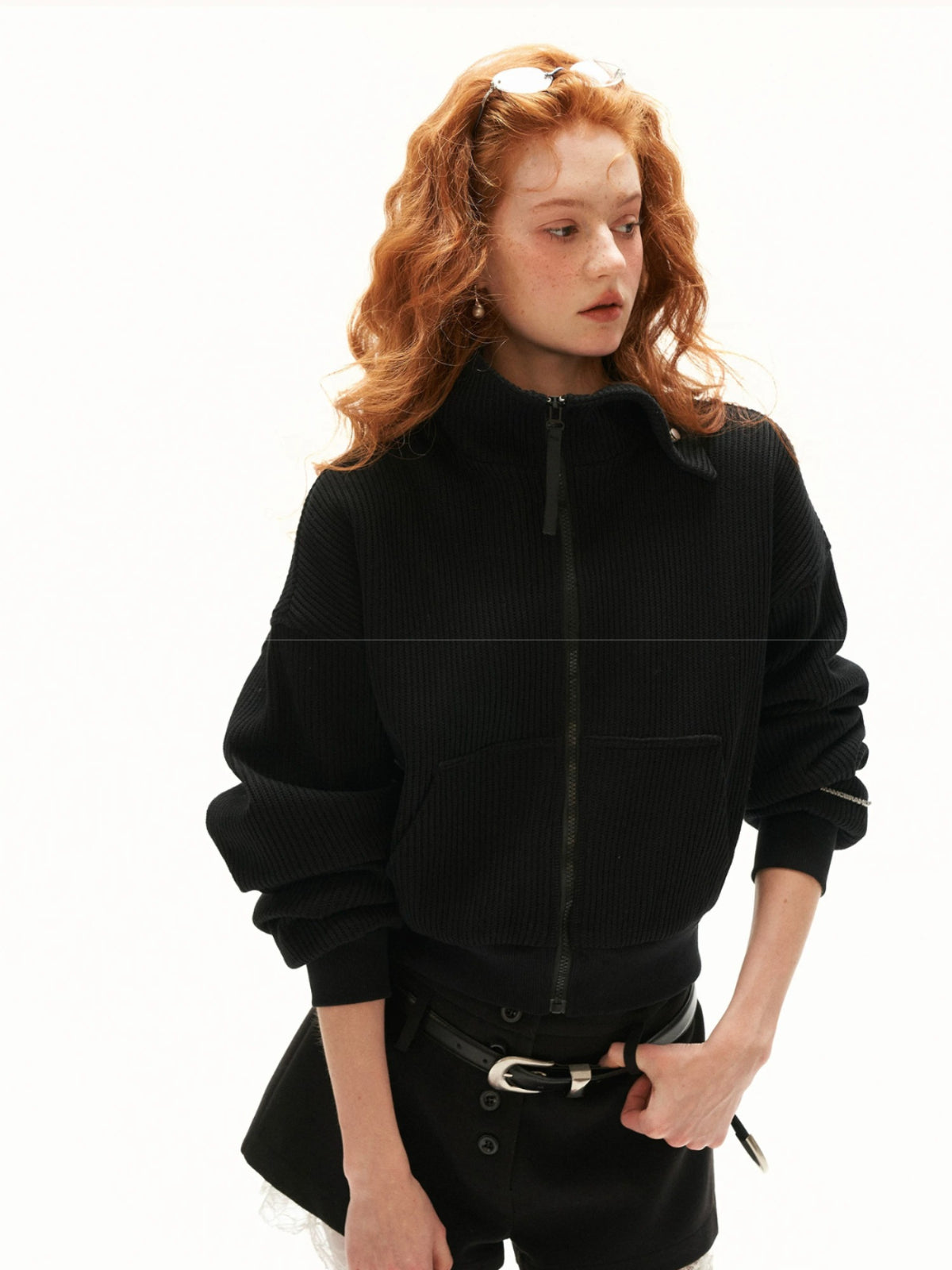 Structured Zip Knit Cropped Jacket
