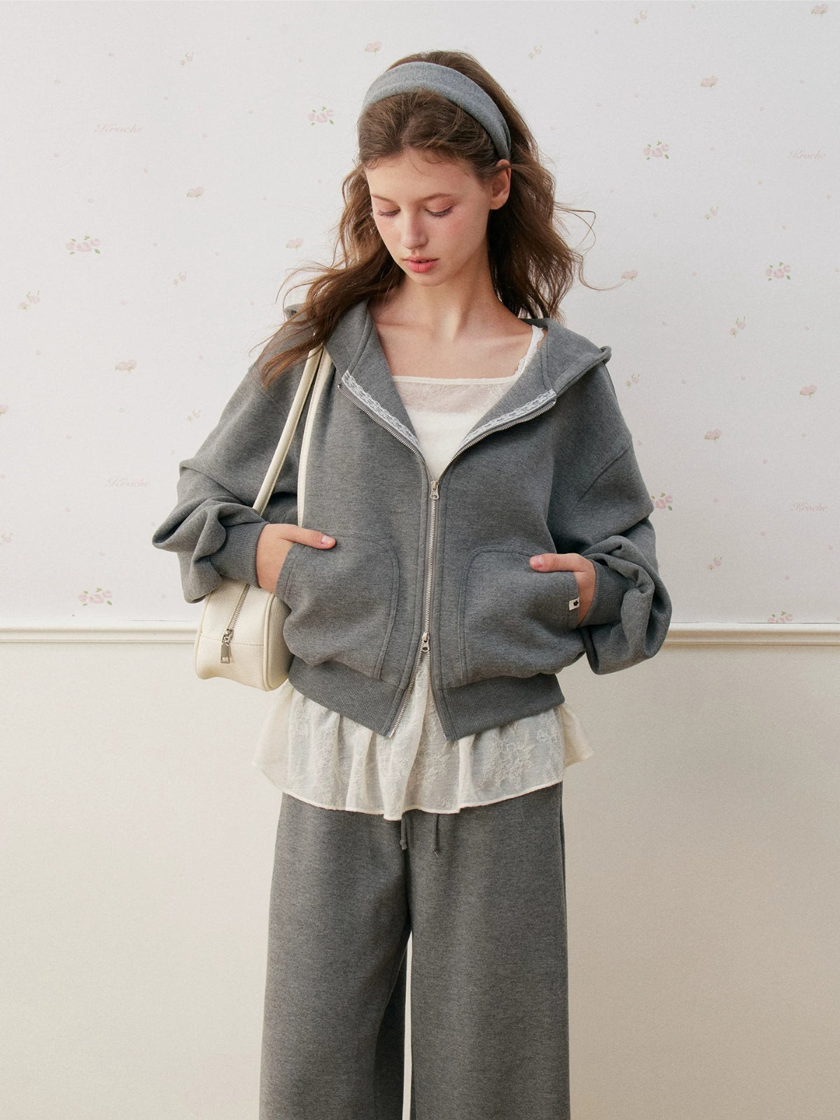 Lace Trim Fleece Hoodie Set
