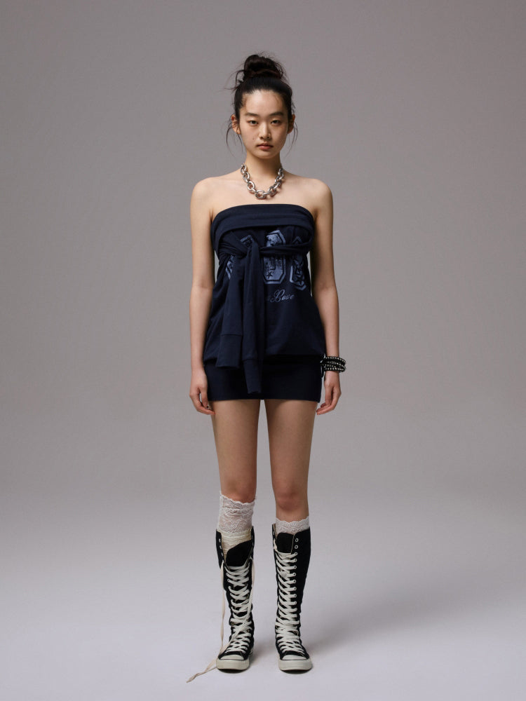 Off-Shoulder Printed Bodycon Dress