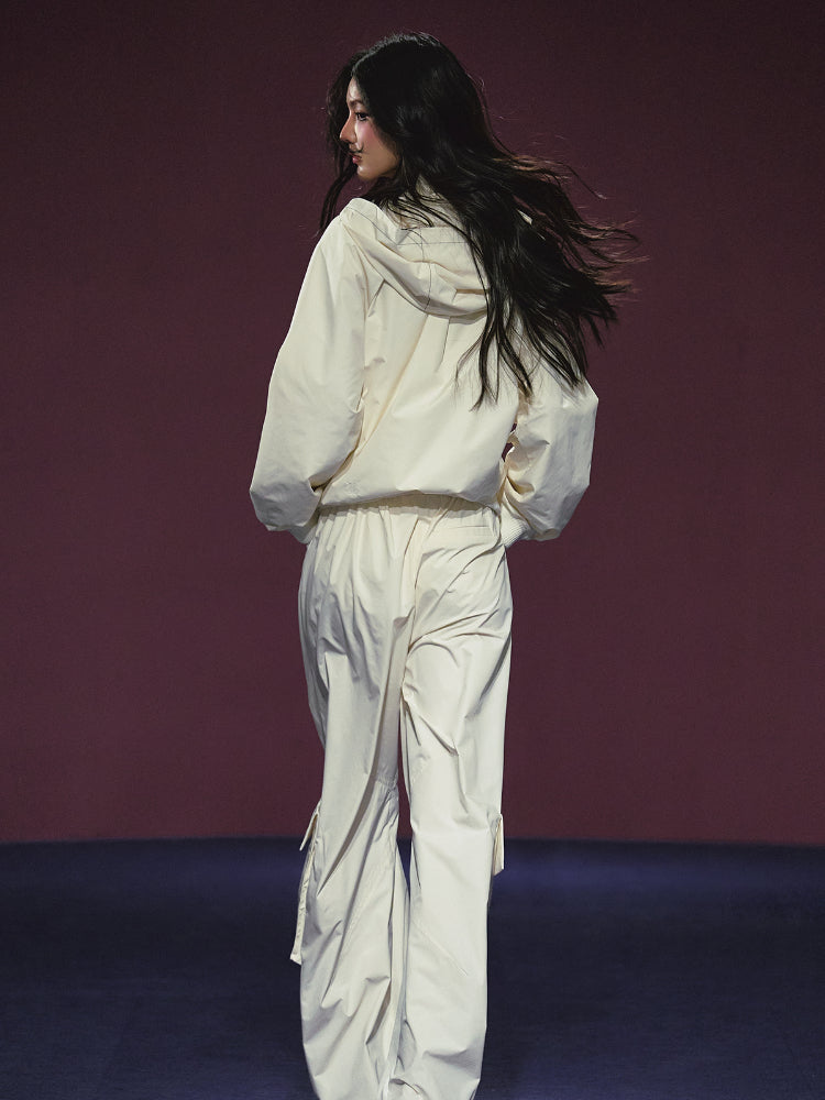 Neckline Tie Striped Sun-Protective Jacket & Pants Set