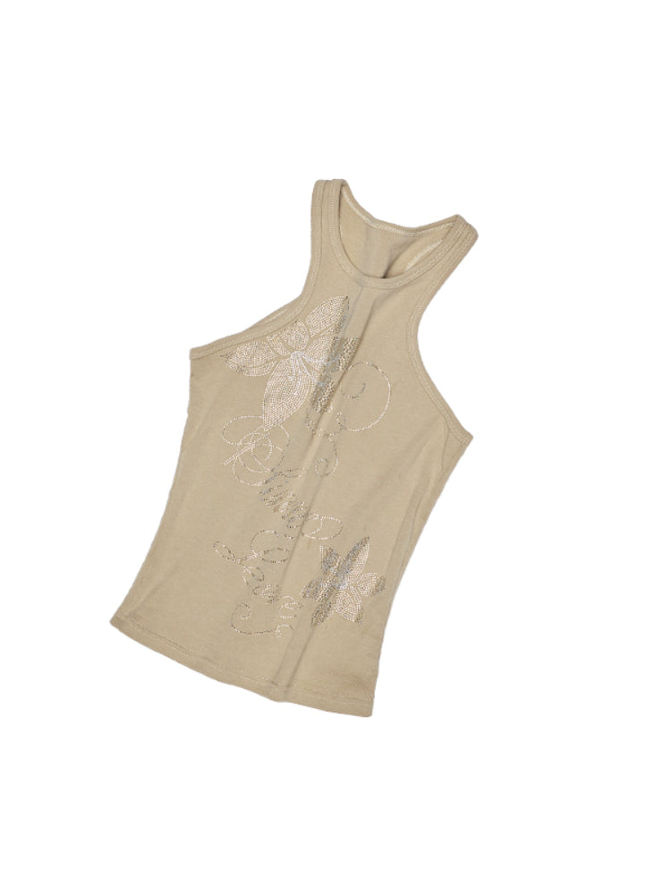 Floral Austrian Rhinestone I-shaped Vest