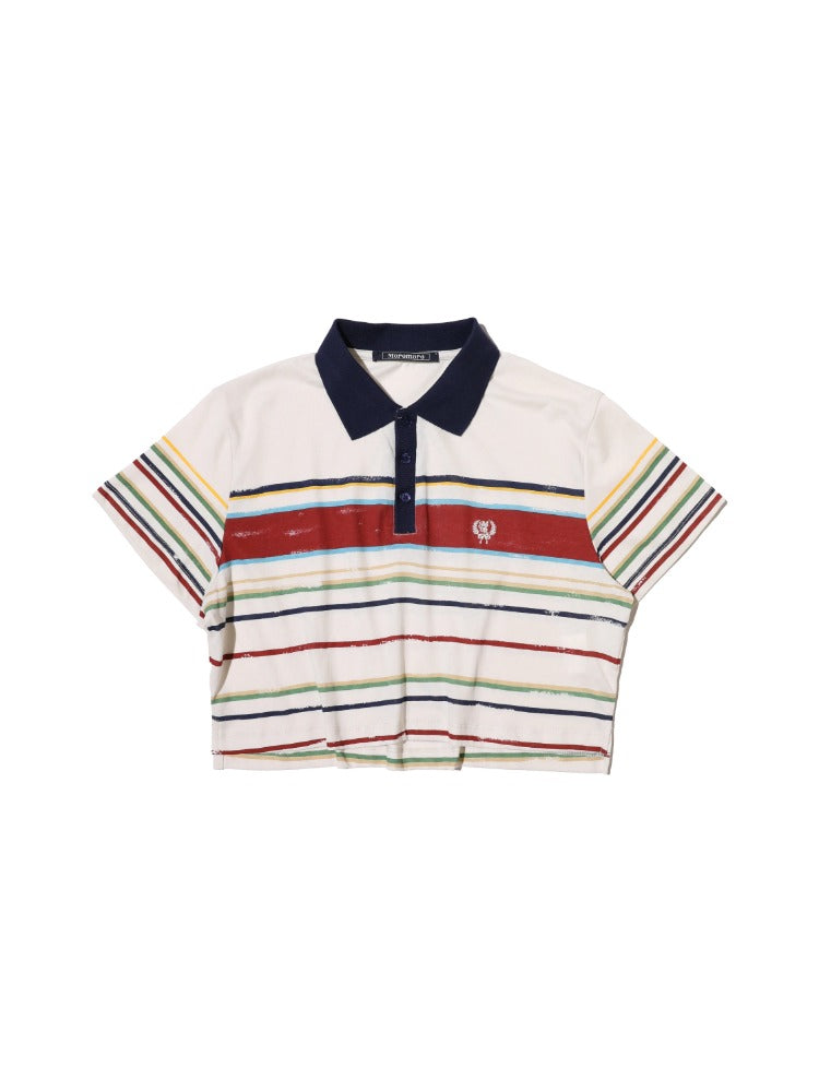 Distressed Stripes Contrast Retro T-shirt