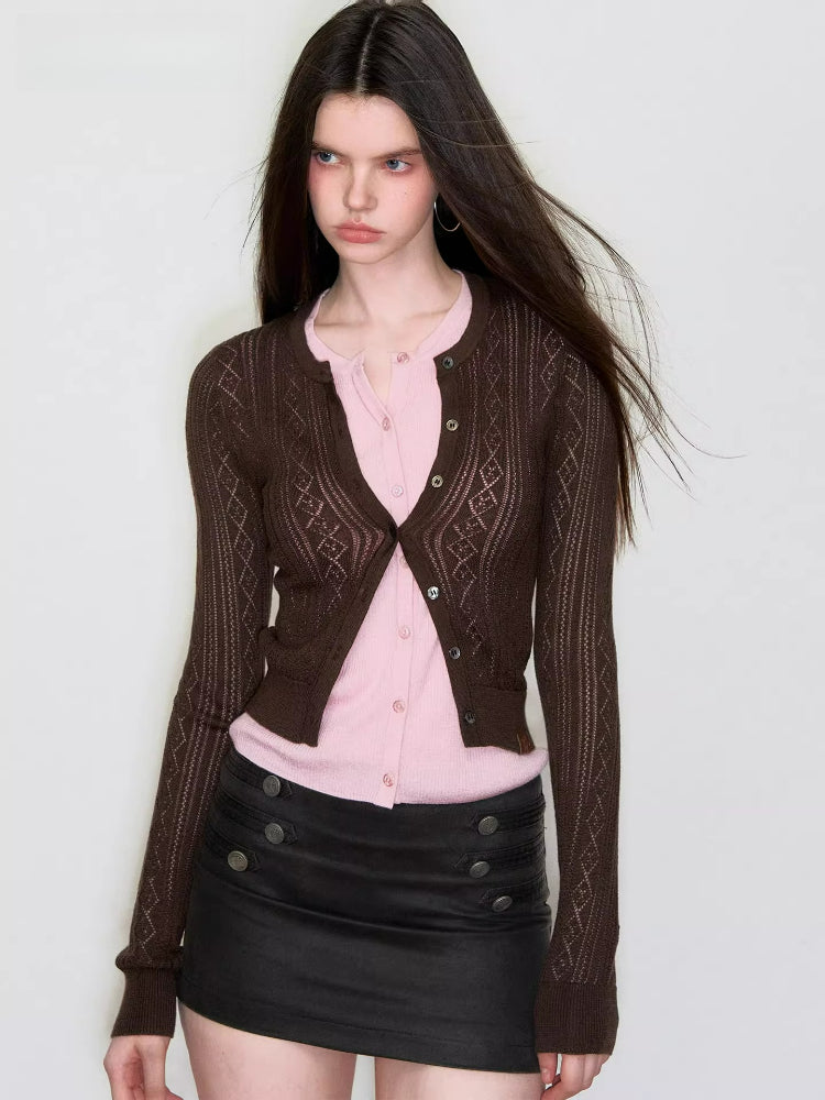 Faux Layered Colorblock Knit Cardigan
