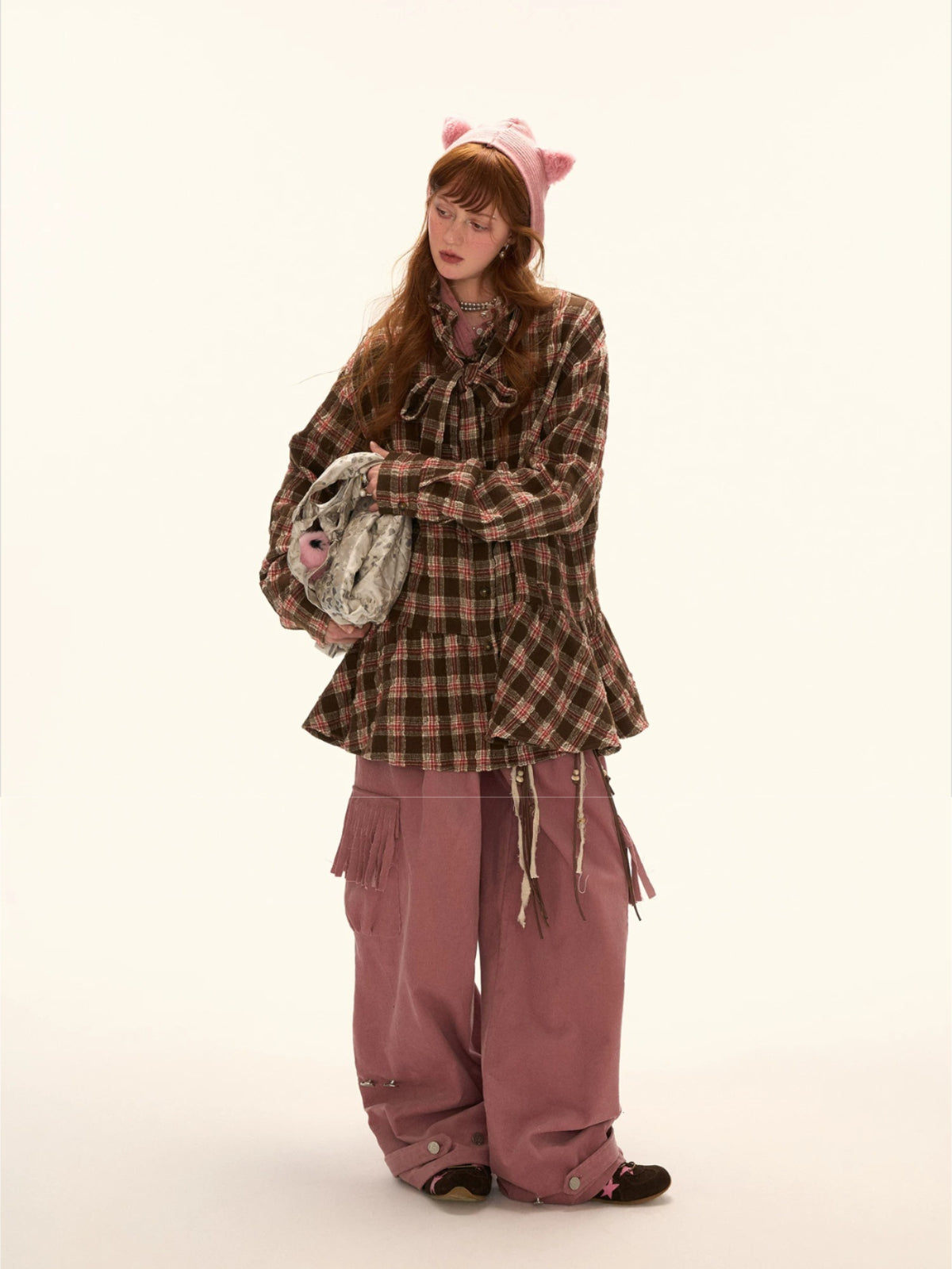 Fringed Corduroy Straight-Leg Pants
