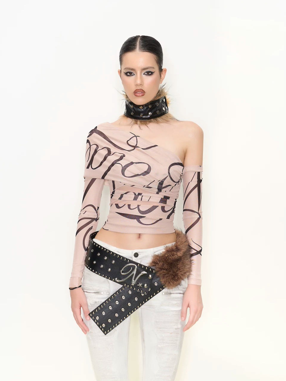 Printed Cowl Off-Shoulder Top